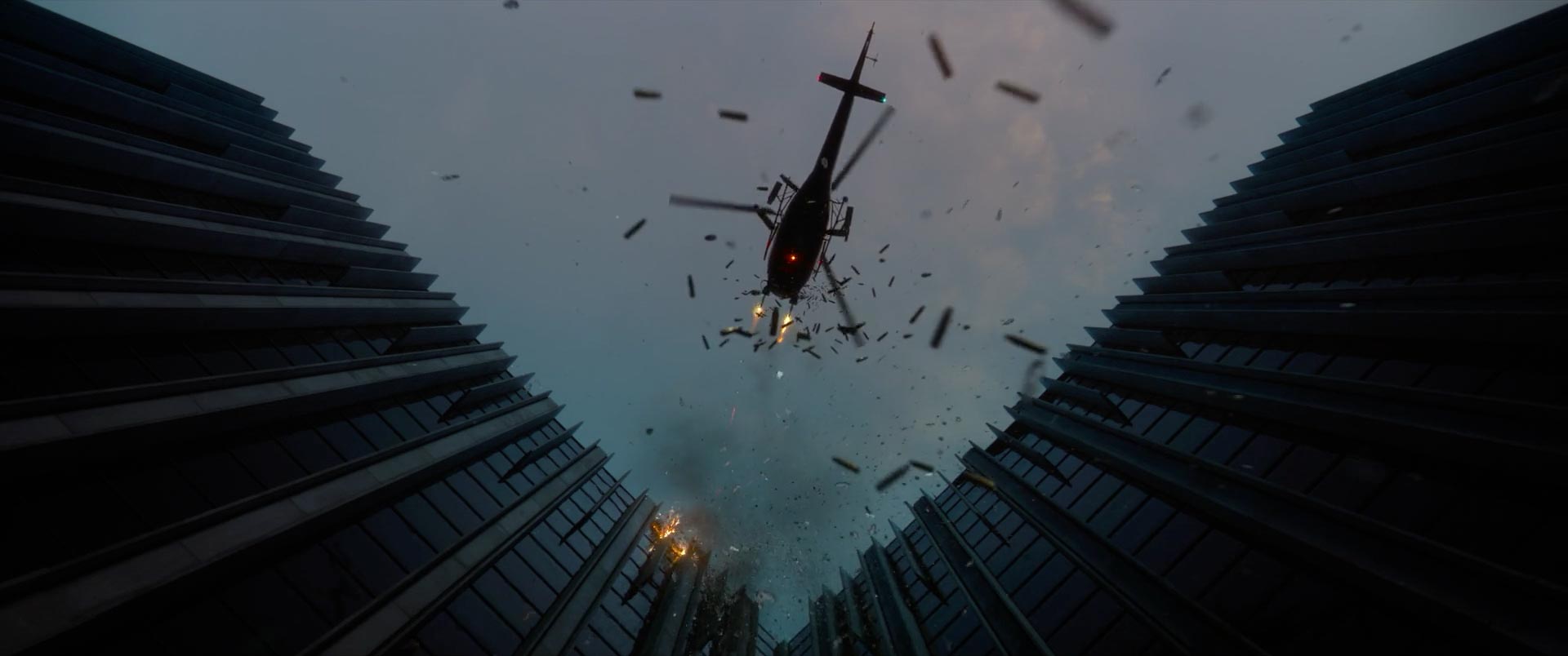 Bullets falling from a helicopter (The Matrix Resurrections)