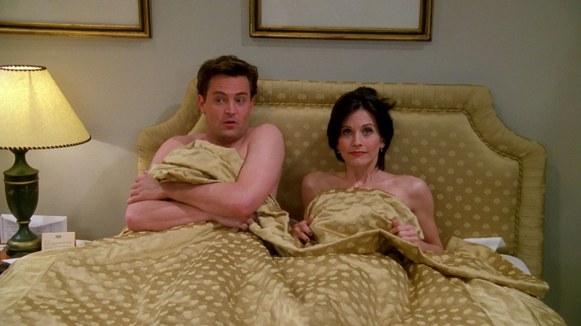 Chandler and Monica having sex for the first time
