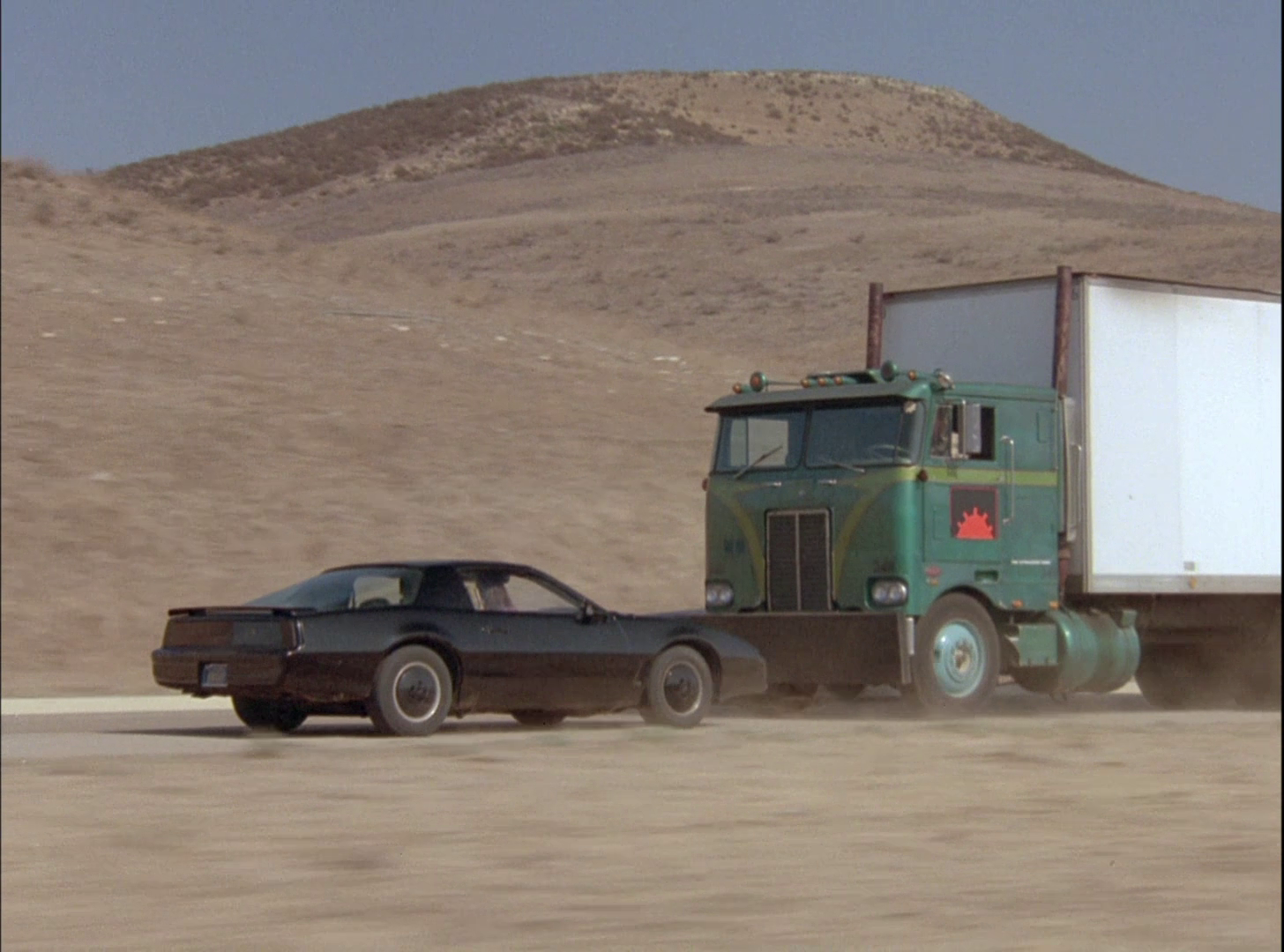 KITT and a semi-truck go head to head