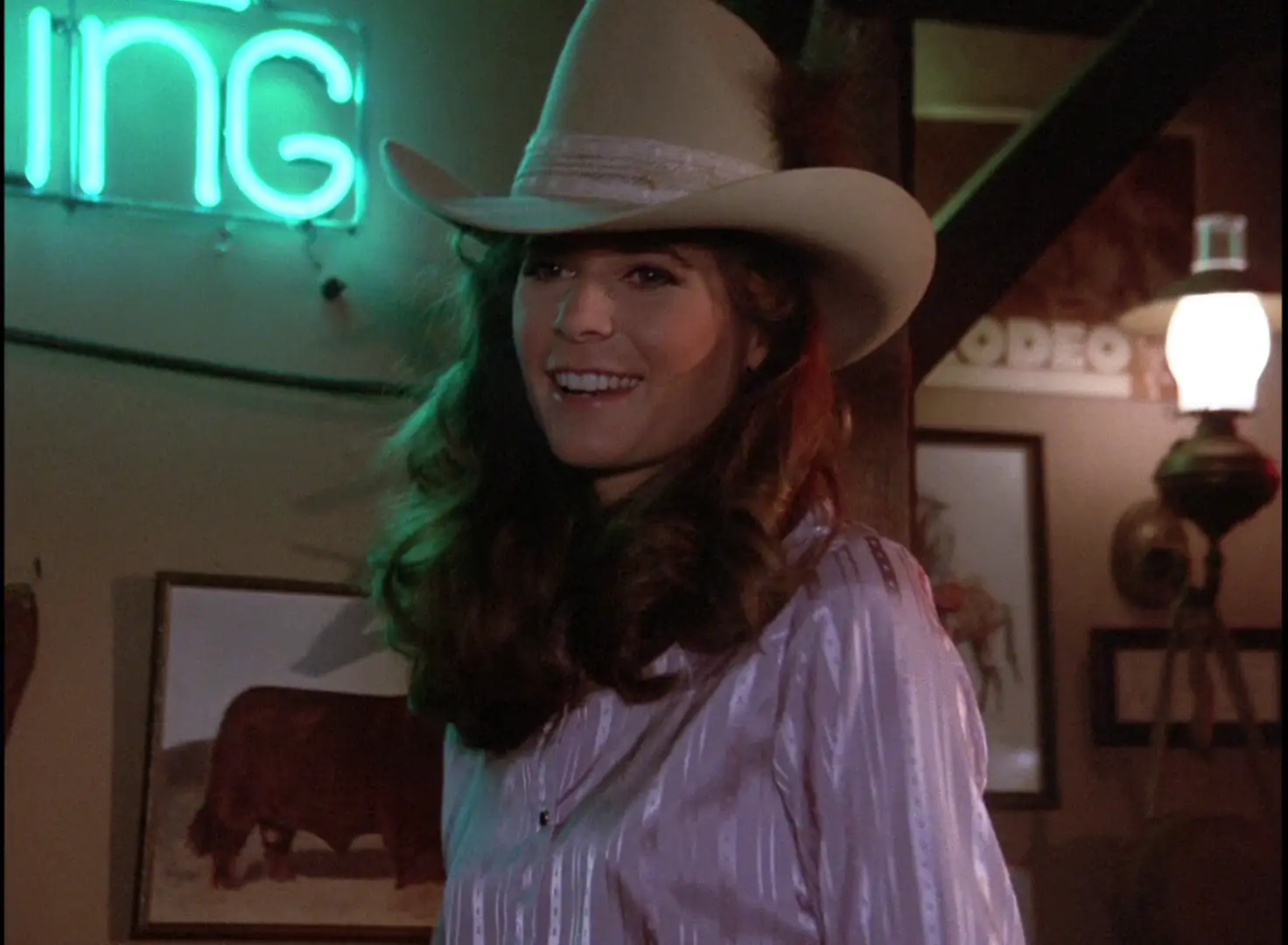 Patricia McPherson rocking a cowboy hat in Knight Rider: A Plush Ride