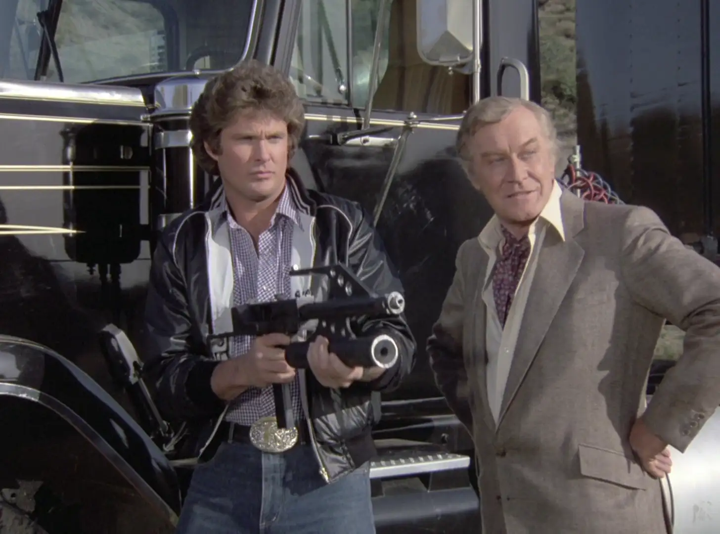 David Hasselhoff and Edwars Mulhare in Knight Rider: Hearts of Stone